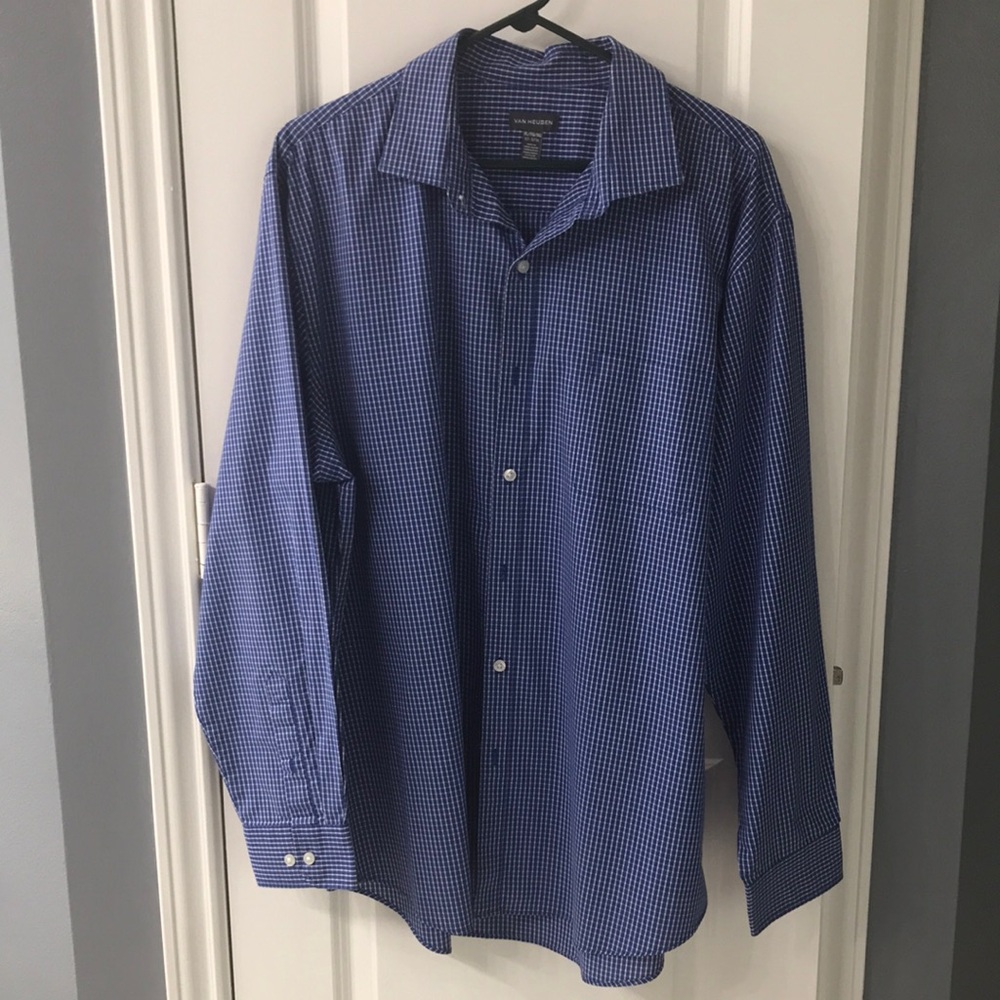 Van Heusen Men's Blue Checkered Shirt